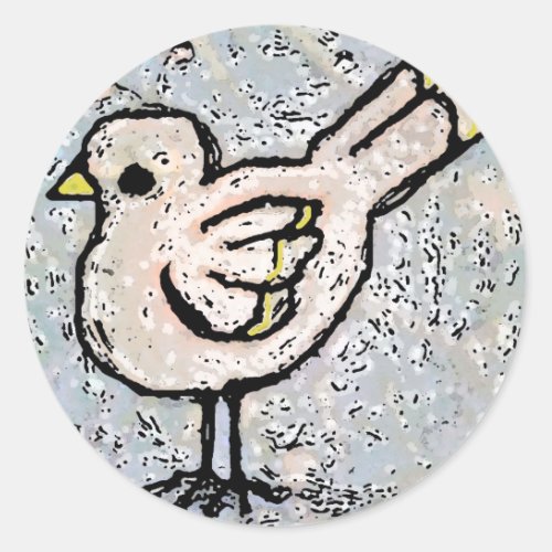 digtally enhanced bird classic round sticker