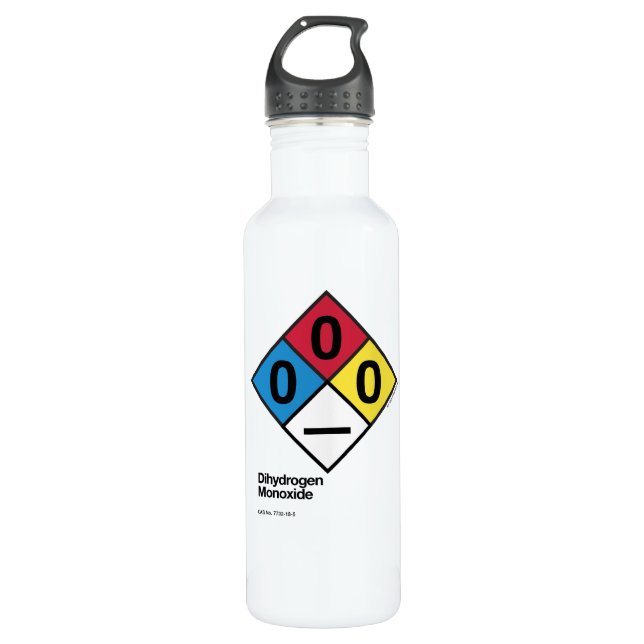 Dihydrogen Monoxide NFPA Safety Label Water Bottle (Front)