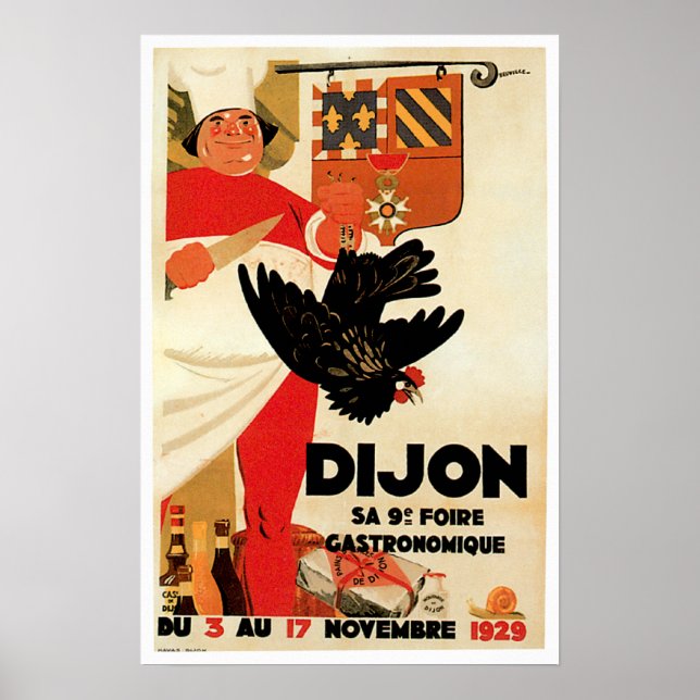 Dijon Chicken Vintage Food Ad Art Poster (Front)