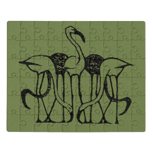 Dijsselhof - Five Flamingos, fine art, Jigsaw Puzzle