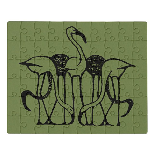 Dijsselhof - Five Flamingos, fine art, Jigsaw Puzzle (Puzzle Horizontal)