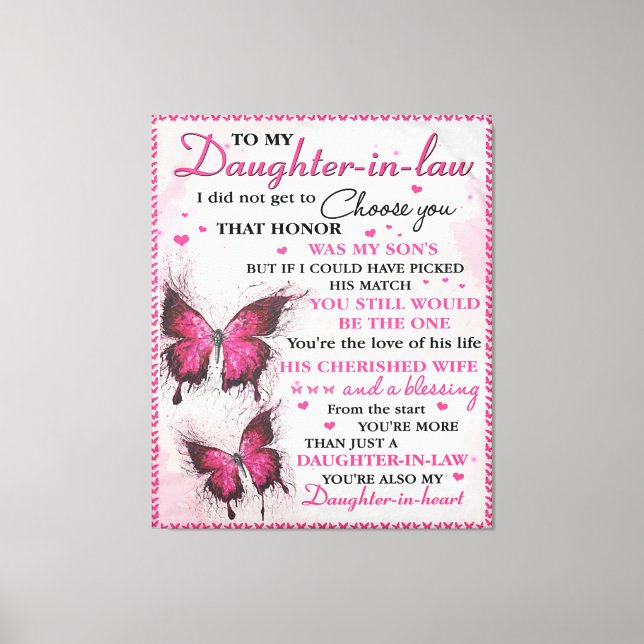 DIL Butterfly You're Also My Daughter-In-Heart  Canvas Print (Front)