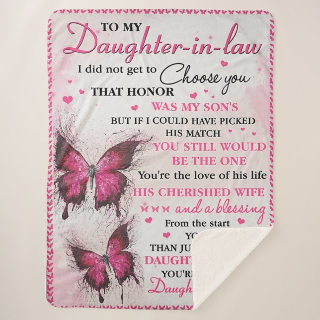 DIL Butterfly You're Also My Daughter-In-Heart  Sherpa Blanket (Front)
