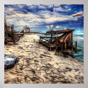 Dilapidated Abandoned Beach Post Apocalyptic Poster
