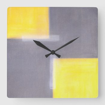 'dilapidated' Grey And Yellow Abstract Art Clock by T30Gallery at Zazzle