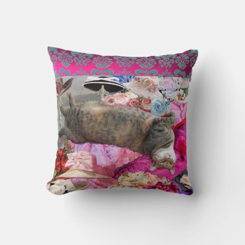 Dilemma of Princess Tatus Cat Throw Pillow