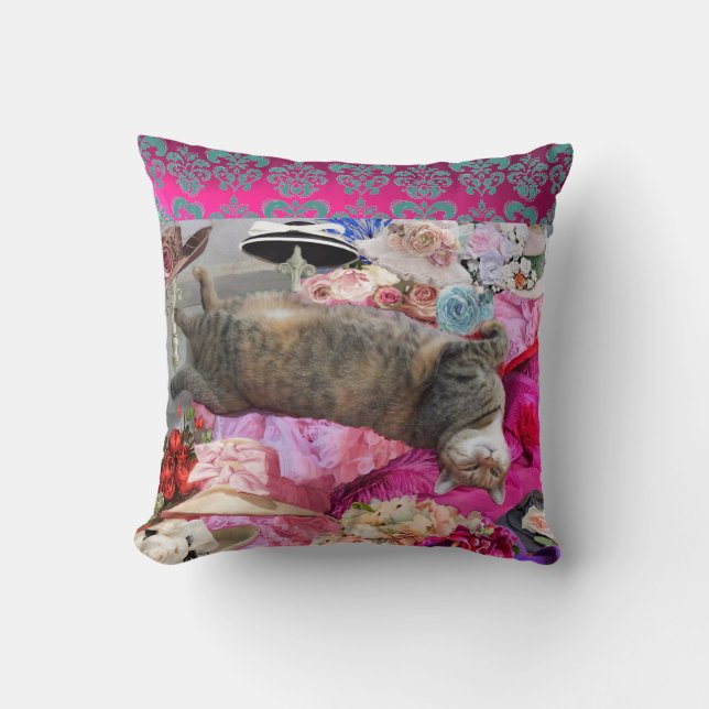 Dilemma of Princess Tatus Cat Throw Pillow (Front)