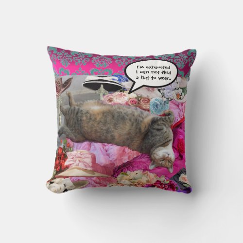 Dilemma of Princess Tatus Cat Throw Pillow