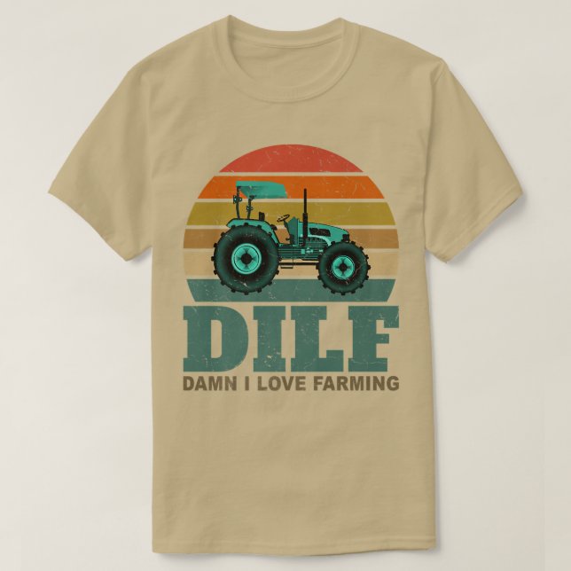 DILFDamn I Love Farming Funny Farmer Farming Retro T-Shirt (Design Front)