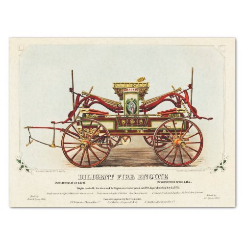 Diligent Fire Engine 1852 Restored Decoupage Tissue Paper