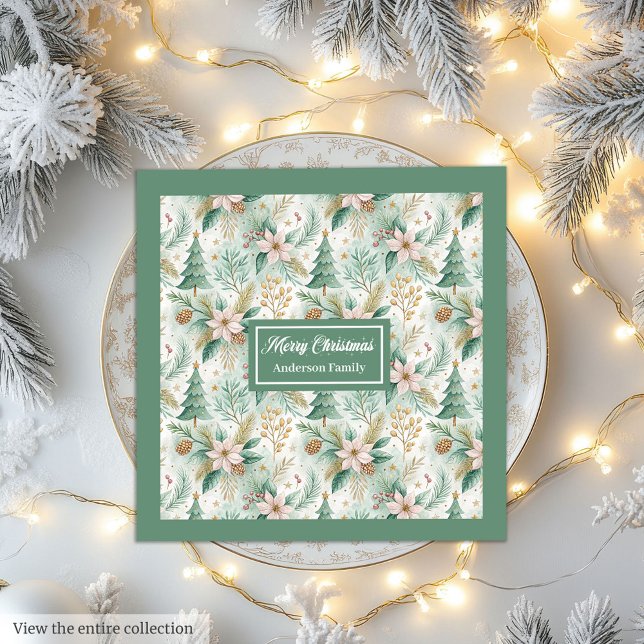 Dill Green Napkins Luxury Holiday Floral Christmas (Dill Green Napkins Luxury Holiday Floral Christmas)