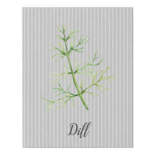 Dill Herb Watercolor Gray Faux Canvas Print