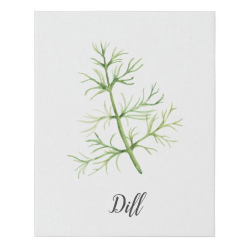 Dill Herb Watercolor Illustration Faux Canvas Print