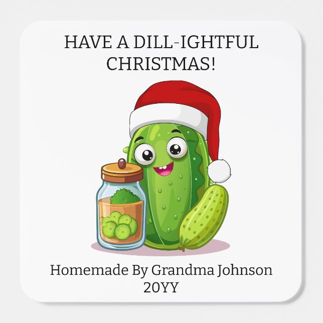 Dill‑ightful Christmas Pickling Jar Square Sticker (Single)