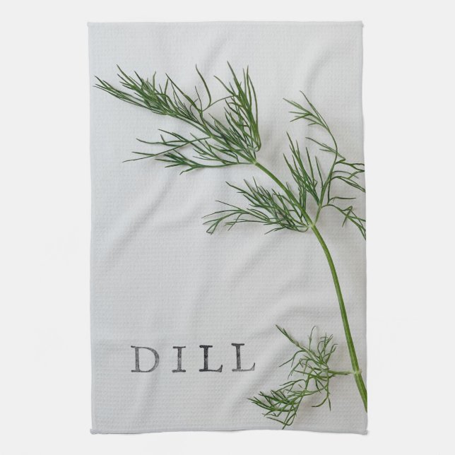 Dill leaves with word kitchen towel (Vertical)