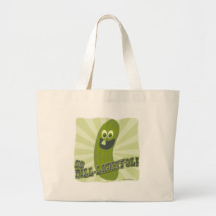Dill-lightful Pickle Love Fun Cartoon Food Art Large Tote Bag