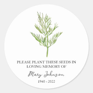 Dill Memorial Funeral Seed Packet Classic Round Sticker