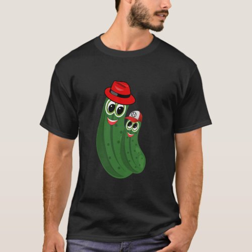 Dill Pickle Dad and Son Wearing Hats  T_Shirt