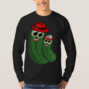 Dill Pickle Dad and Son Wearing Hats T-Shirt