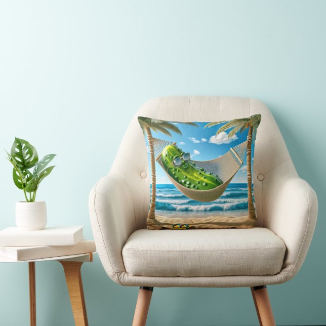 Dill Pickle In a Hammock Throw Pillow (Chair)
