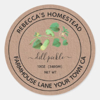 Dill Pickle Kraft Paper Canning Jar Labels