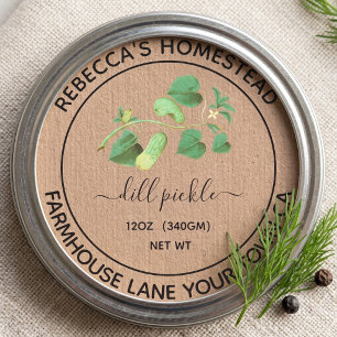 Dill Pickle Kraft Paper Canning Jar Labels