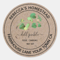 Dill Pickle Kraft Paper Canning Jar Labels