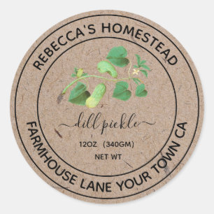 Dill Pickle  Kraft Paper Canning Jar Labels