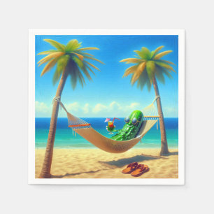 Dill Pickle With Cocktail In a Hammock Napkins