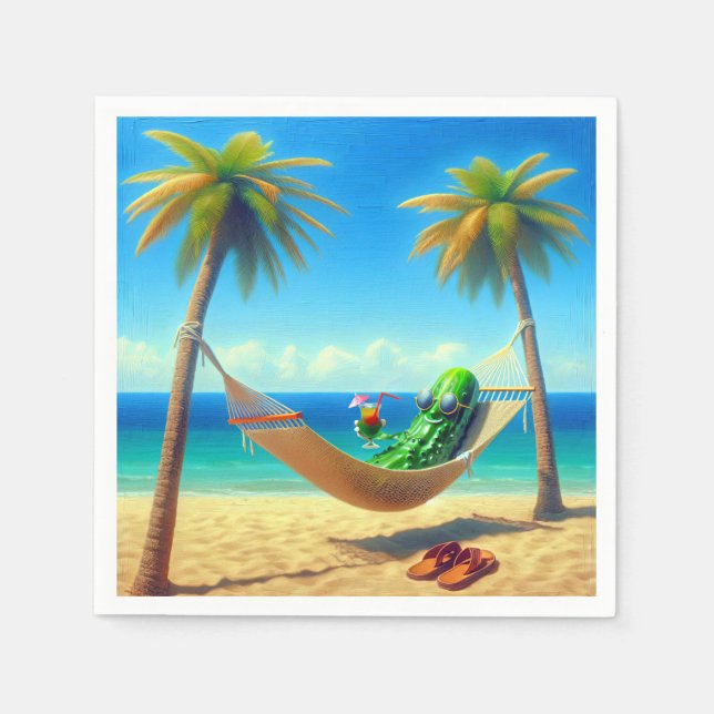 Dill Pickle With Cocktail In a Hammock Napkins (Front)