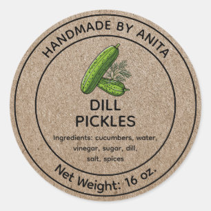 Dill Pickles Cucumbers Jar Label Kraft Design