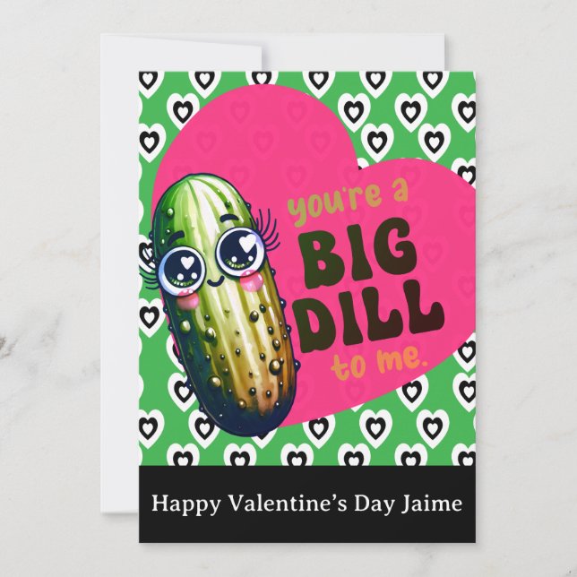 Dill Pickles Hearts Valentines Day Postcard (Front)