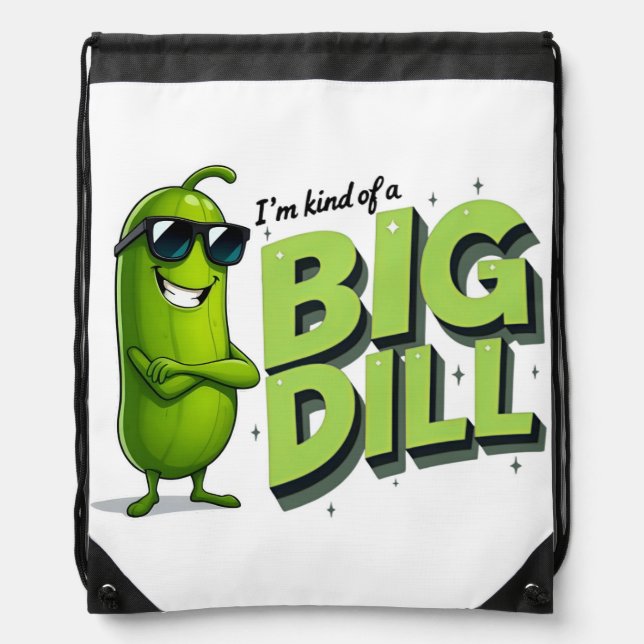 Dill Pickles Lovers Gift - Funny Cartoon Designs Drawstring Bag (Front)