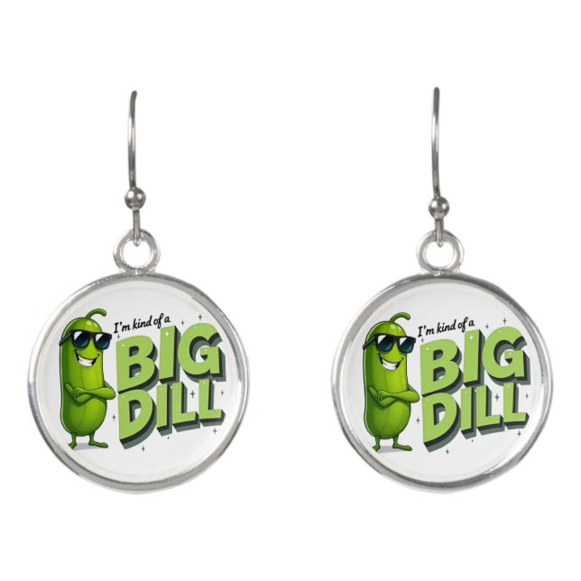 Dill Pickles Lovers Gift - Funny Cartoon Designs Earrings (Front)