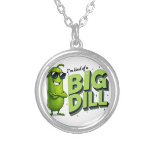 Dill Pickles Lovers Gift - Funny Cartoon Designs Silver Plated Necklace