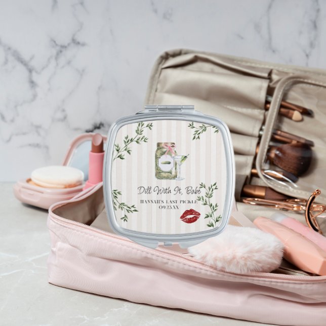 Dill With It Babe | Pickle-Themed Bachelorette  Compact Mirror (Creator Uploaded)