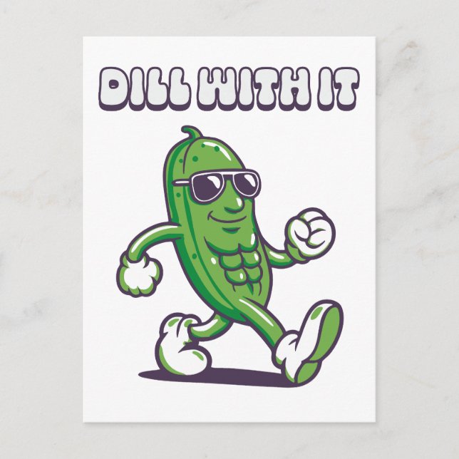 Dill With It Cool Pickle Holiday Postcard (Front)