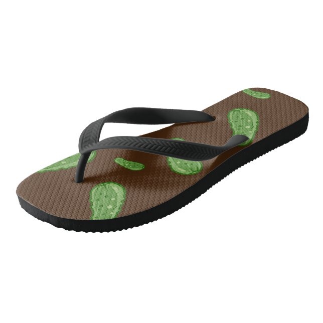 Dill With It Design - Adult Flip Flops, Wide Strap Flops (Angled)