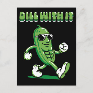 Dill With It Pickle Pun Holiday Postcard