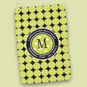 Dill With It Pickleball Star Monogram Golf Towel