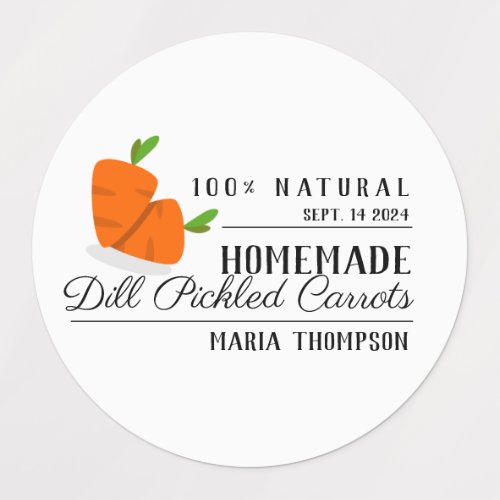 Dilled Pickled Carrots Label Canning Sticker