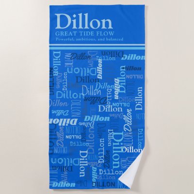 Dillon personalized name meaning shades of blue beach towel