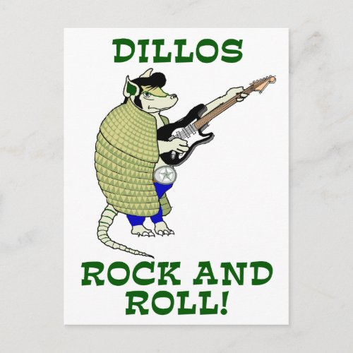 Dillos Rock and Roll Postcard