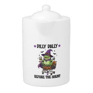 Dilly Dally Before Haunt Frog Halloween Shopping C Teapot