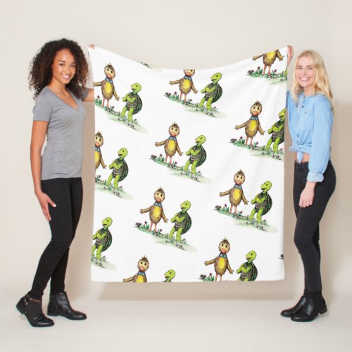Dilly duck and Teasle turtle  pattern blanket