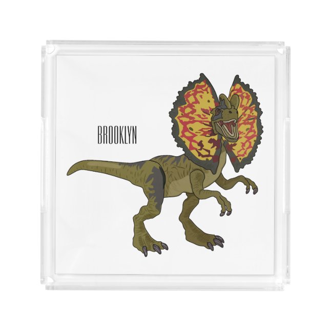Dilophosaurus cartoon illustration acrylic tray (Front)