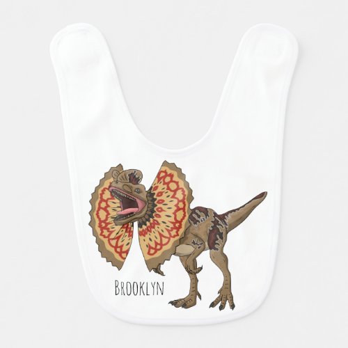 Dilophosaurus cartoon illustration baby bib