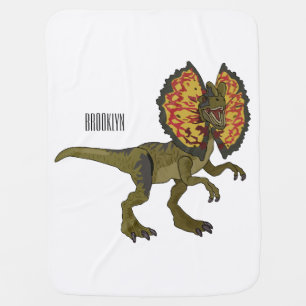 Dilophosaurus cartoon illustration baby blanket