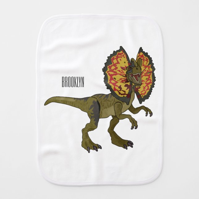 Dilophosaurus cartoon illustration baby burp cloth (Front)