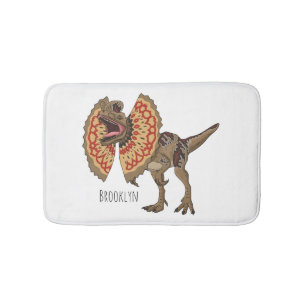 Dilophosaurus cartoon illustration bath mat